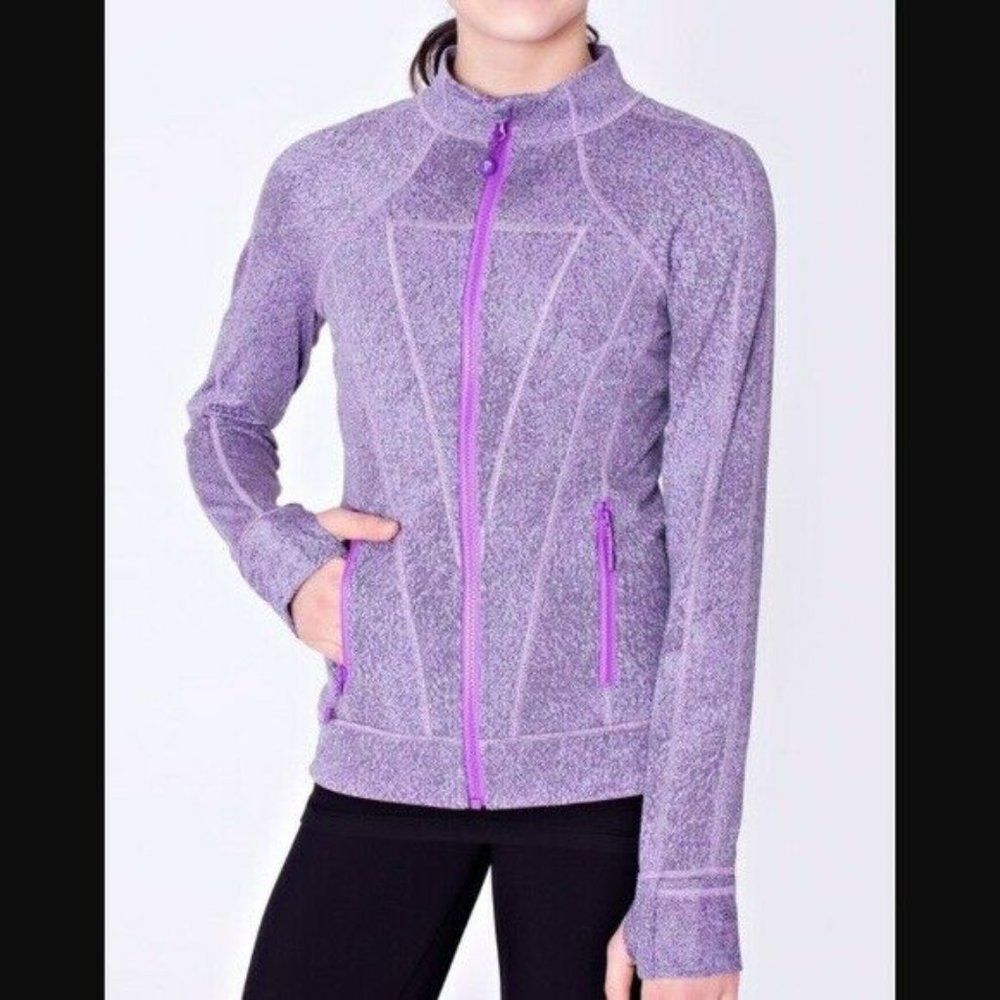 Ivivva Girls Purple Speckle‎ Active Zipper Pockets Full Zip Sweater Jacket Sz 10